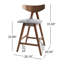 Comptoir de 2 tabourets - Revêtement en tissu gris foncé, base en bois d'hévéa (2), assise rembourrée, robuste