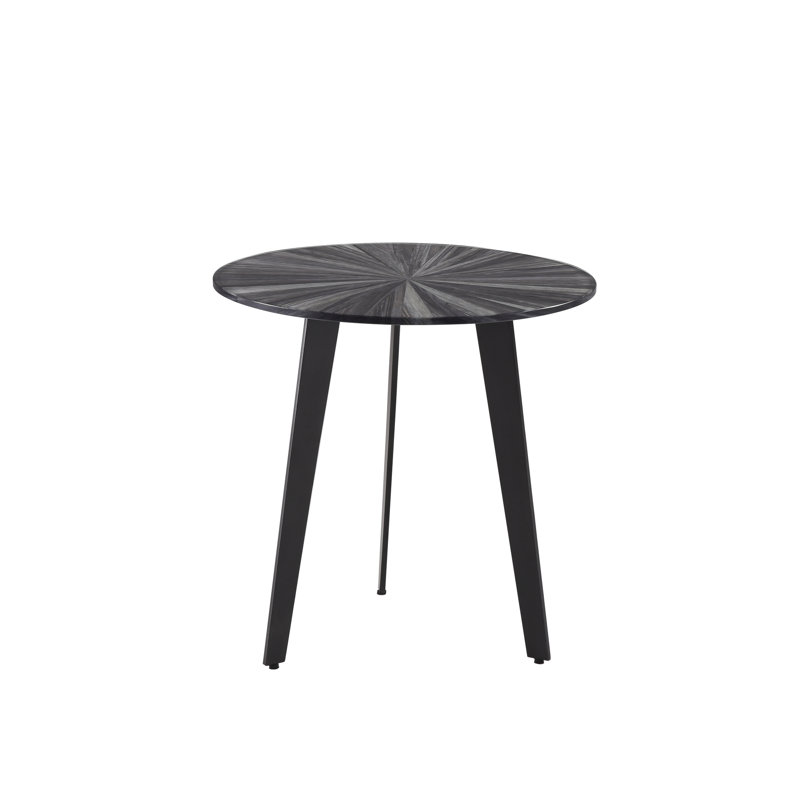 Burch Mid-Century 18.5 In. Round Grey Coffee Table With Tempered Glass Top