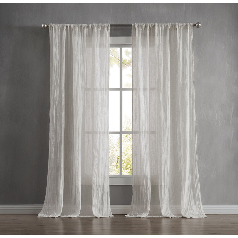 Solid Semi-Sheer Curtain Panels, Natural, 50" W x 108" H