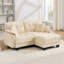 Canapé en L Chenille avec 4 coussins en forme de L, repose-pieds mobile et garniture capitonnée matelassée à conception ergonomique, canapé à assise profonde facile à assembler pour le bureau du salon, appartement, beige crème-1065213120-1065213124