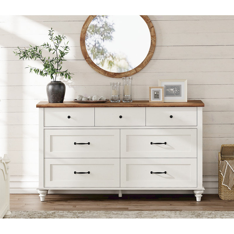 Commode 7 pièces Scarlett, Brun / Blanc cassé