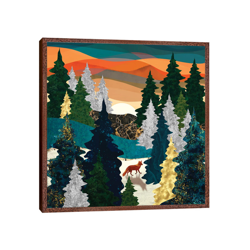 Amber Fox - Print on Canvas, Classic Brown Wood Framed, 93.98 cm H x 93.98 cm W