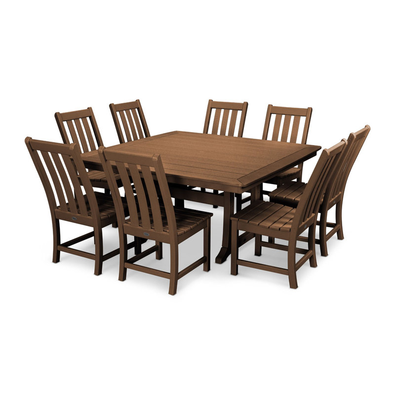 POLYWOOD Vineyard 9-Piece Dining Set, Teak