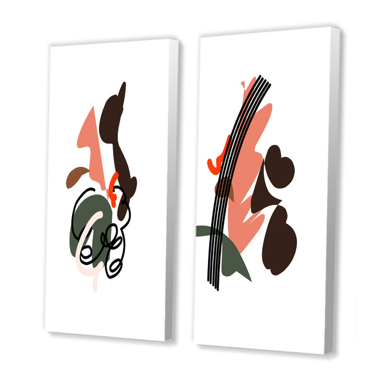 «Scandinavian Abstract Geometric Typographie XVII», ensemble de 2 impressions, Toile tendue, H 20 po x l 24 po x P 1 po