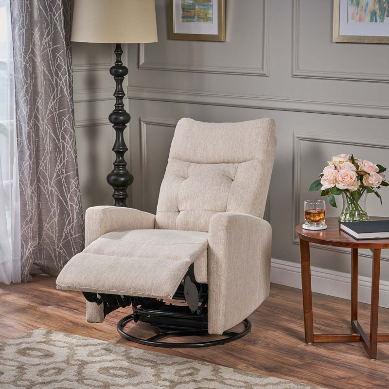 Fauteuil inclinable manuel oscillant de 25 po de largeur Goodrow, Tissu beige