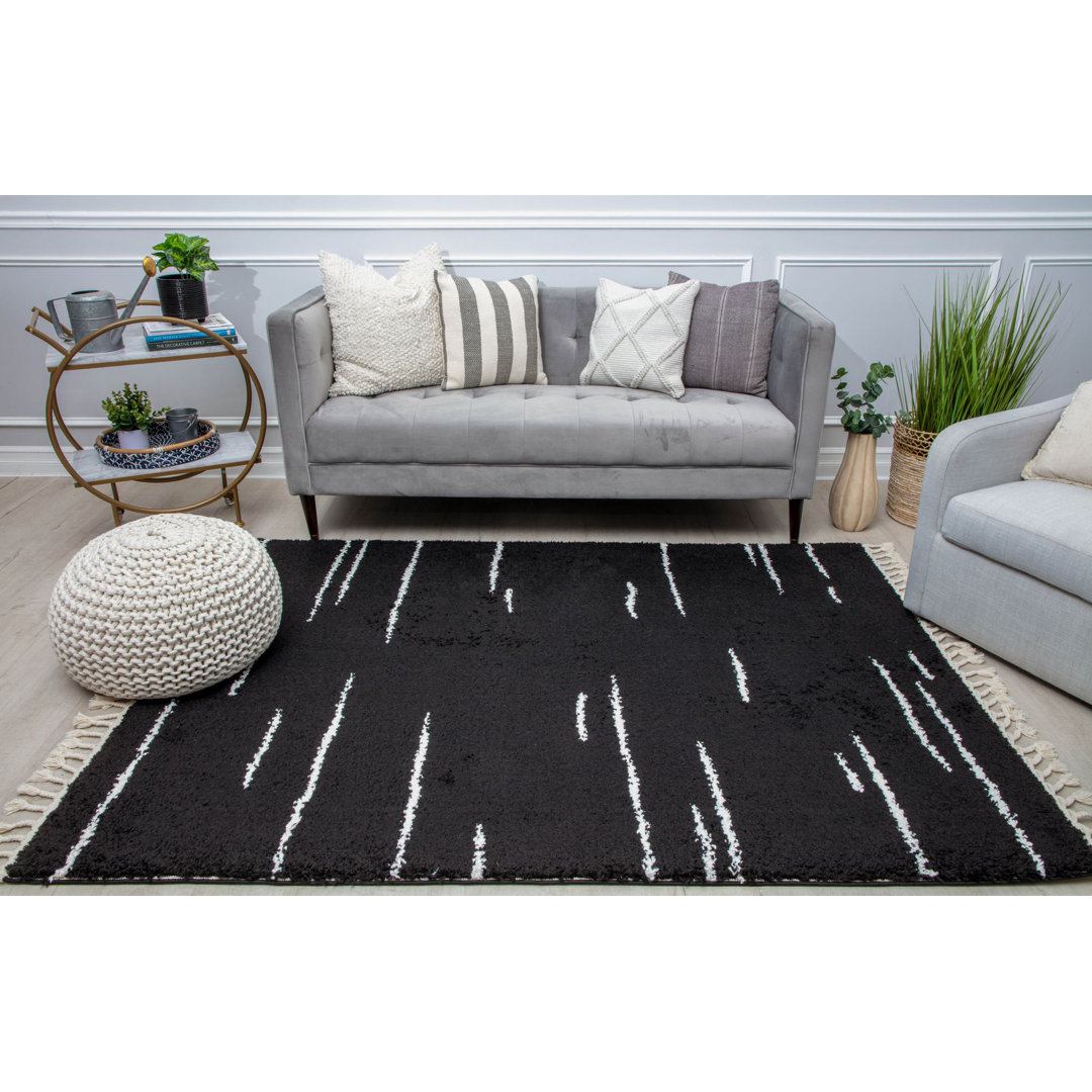 Colletti Bennett Abstract Introspective Black Area Rug George Oliver Rug 