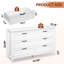 Commode moderne à 6 tiroirs l 54 po Serefina, commode en bois blanc avec pieds solides pour la chambre à coucher, grande commode double de rangement H 32 po avec tiroirs profonds pour placard, chambre de bébé ou couloir-1081508855