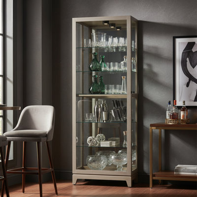Jelicia Lighted Glass Curio Cabinet with Adjustable Shelves