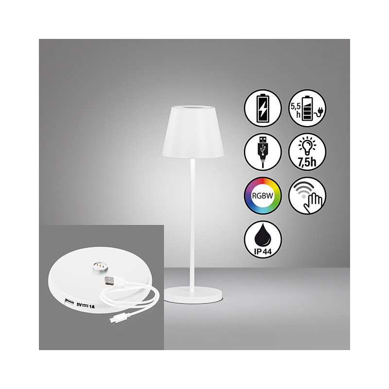 Adaidh Metal USB Battery -operated Table Lamp Lamp, White