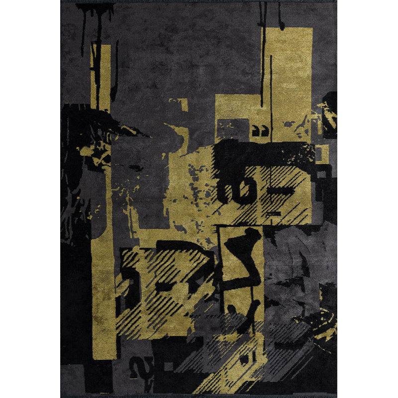 Dashurie Abstract Hand Loom Indoor / Outdoor Area Rug, Rectangle 6'6" x 9'10"