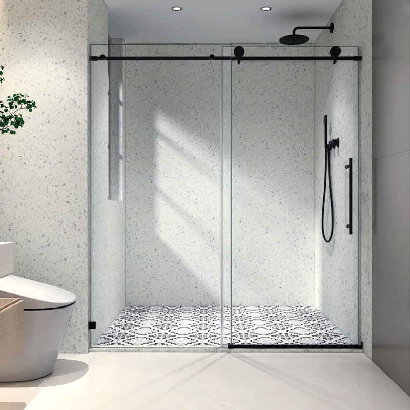 Porte de douche avec poulies de 70 mm et traitement de nettoyage Nano