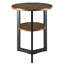 Table de bout ronde en bois avec tablette de rangement, table d'appoint industrielle moderne avec structure en métal Wexford, petite table d'appoint pour salon, chambre à coucher et petits espaces, brun rétro-1318752503