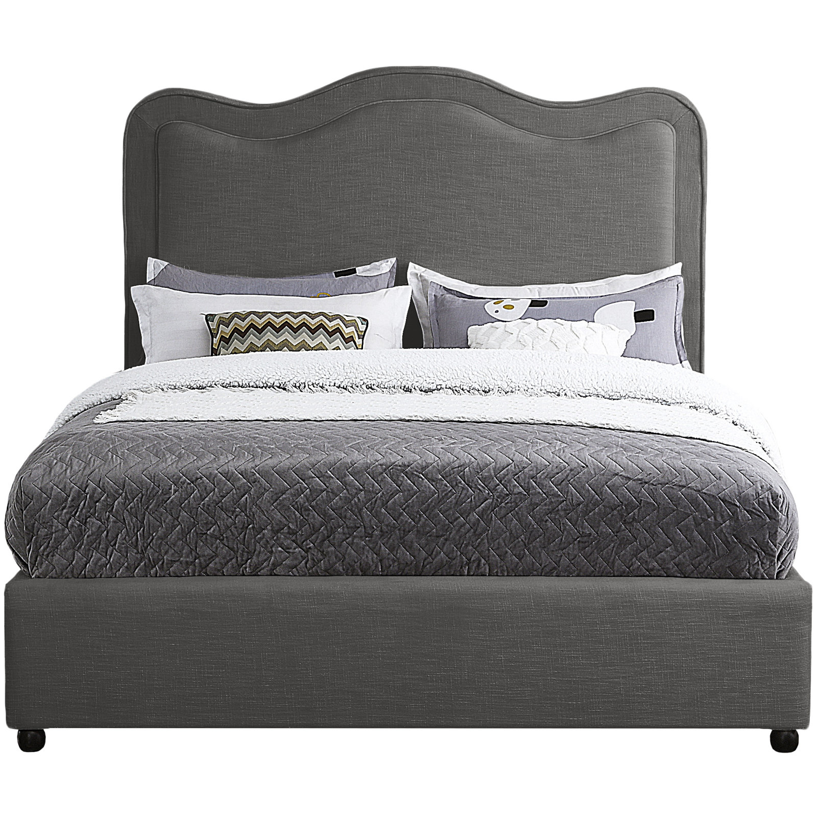 Felix Upholstered Bed, King, Gray Velvet