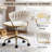 Home Office Chair, Velvet Upholstered Task Chair With Woven Open Back, 360° Swivel Desk Chair With Wheels, Adjustable Vanity Chair, Computer Chair For Office, Studio-1088771807