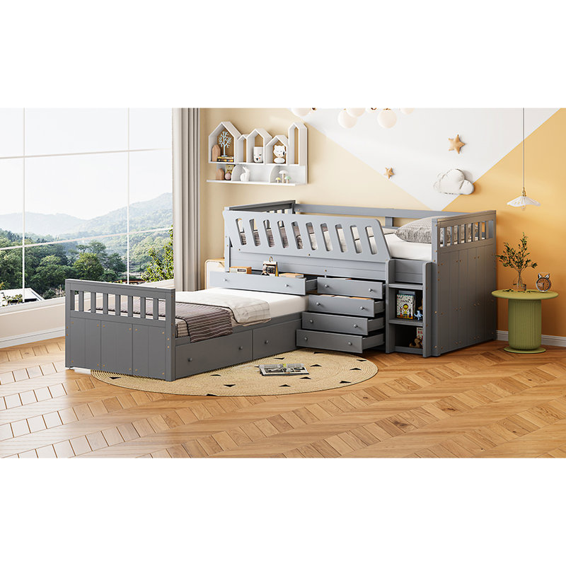 Lit mezzanine simple et lit plateforme gris - Fonctionnel, attrayant et durable, Gris