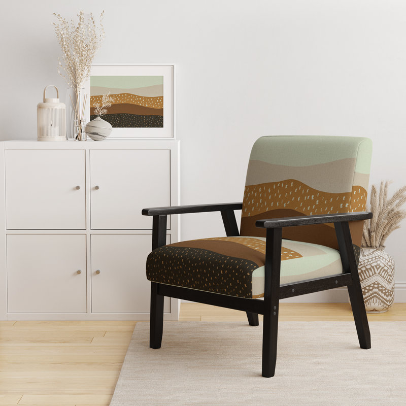 Abstract Mininalism Element Landscape - Upholstered Modern Accent Chair and Arm Chair, Brown Polyester Blend