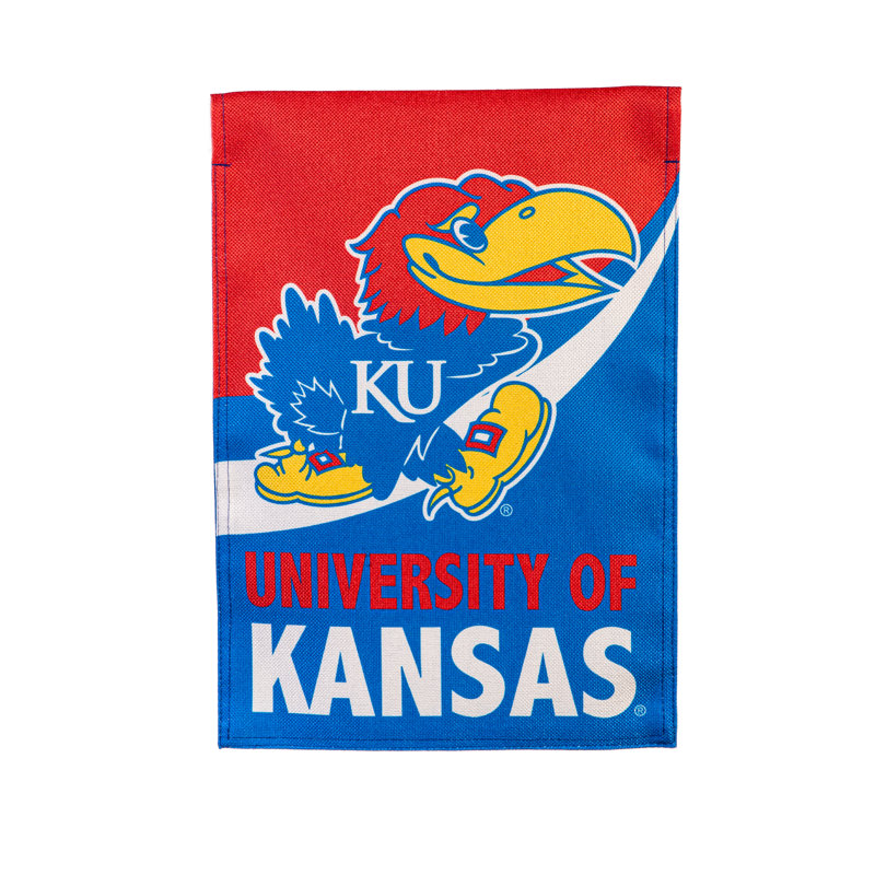 University of Kansas Multi-Color Burlap Flag with Sleeve