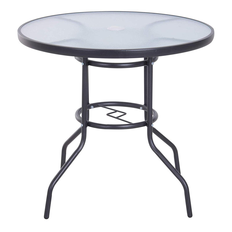 Marciniak 100 cm Square Dining Table with Parasol Hole, Steel Frame, Black