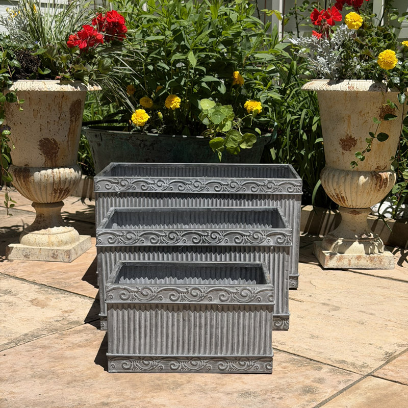 Ensemble de 3 pots à fleurs rectangulaires de 19,75 po Merton Acanthus