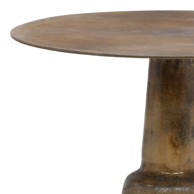 Golbez 32-Inch Round Aluminum Antique Brass Finished Pedestal Base Bistrotable, 30"H x 32"L x 32"W, Antique Brass