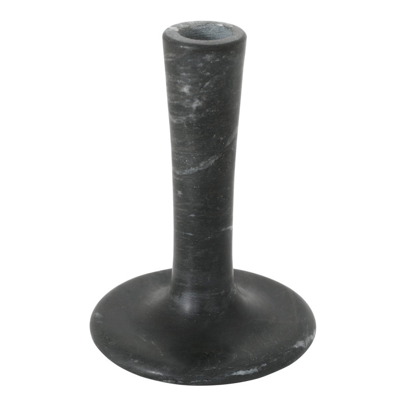 Bougeoir de table en marbre, H 5,5 po x l 4 po x P 4 po, Marbre noir veiné