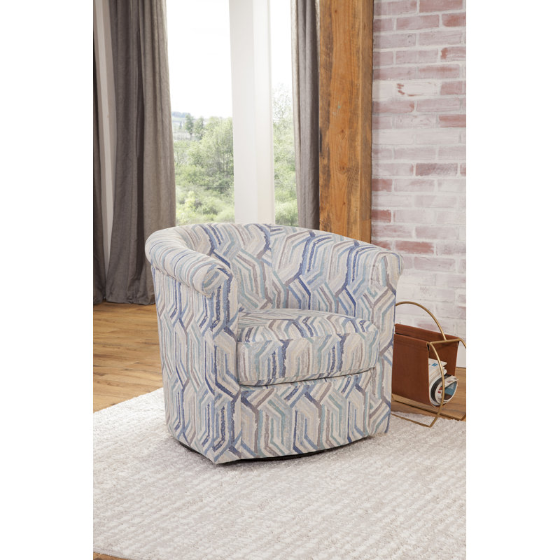 Pinehill Marvel 360 Swivel Barrel Chair, Mosaic Multi Blue
