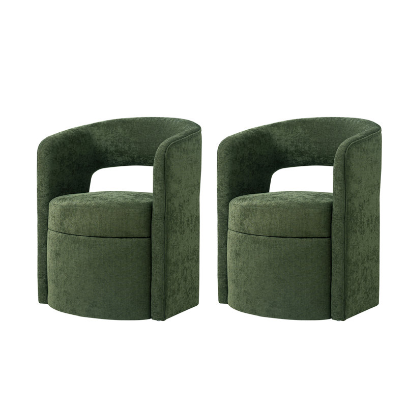 Aadhira 25.5"W Modern Movable Dining Chair With Storage, Forest