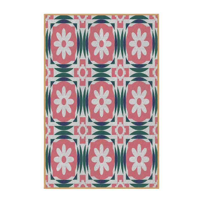 Tapis vert / rose Power Loom, Rectangle 5 pi x 8 pi