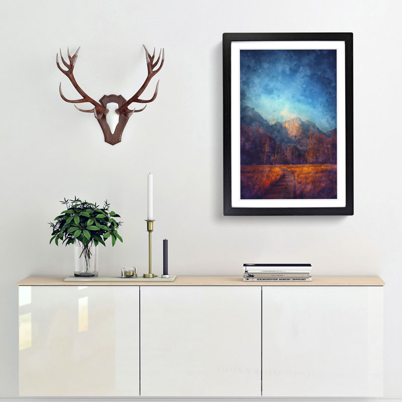 Mountain Path - Picture Frame Painting Print, 33cm H x 24cm W x 2cm D, Black Framed