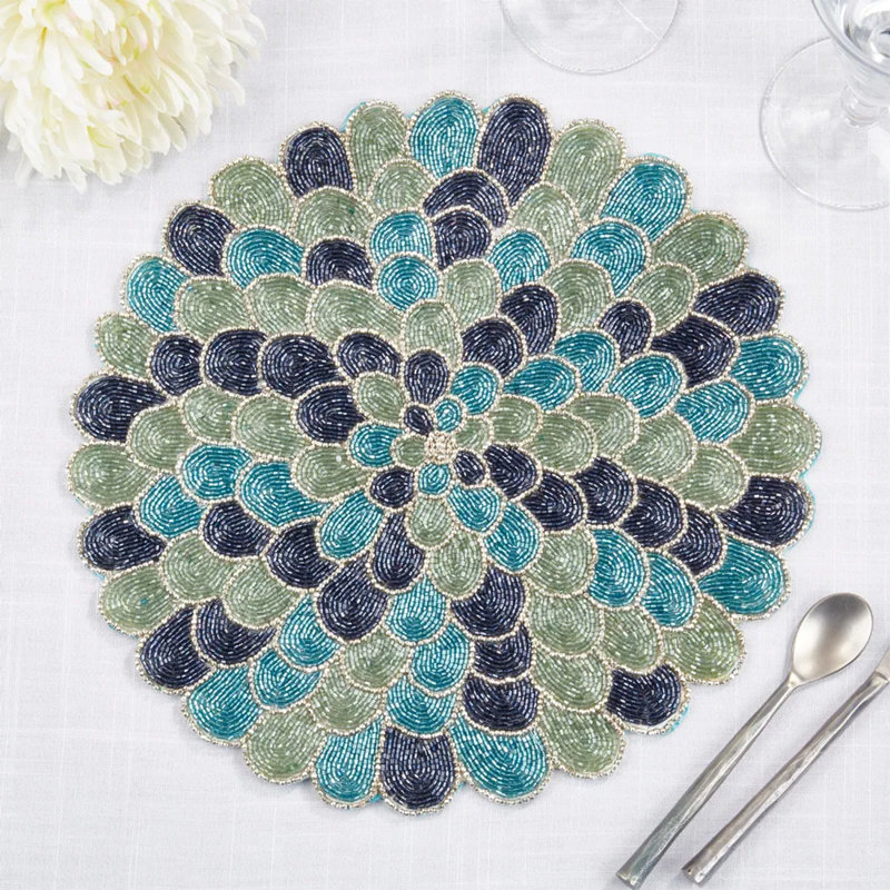 Napperon rond bleu 14 po