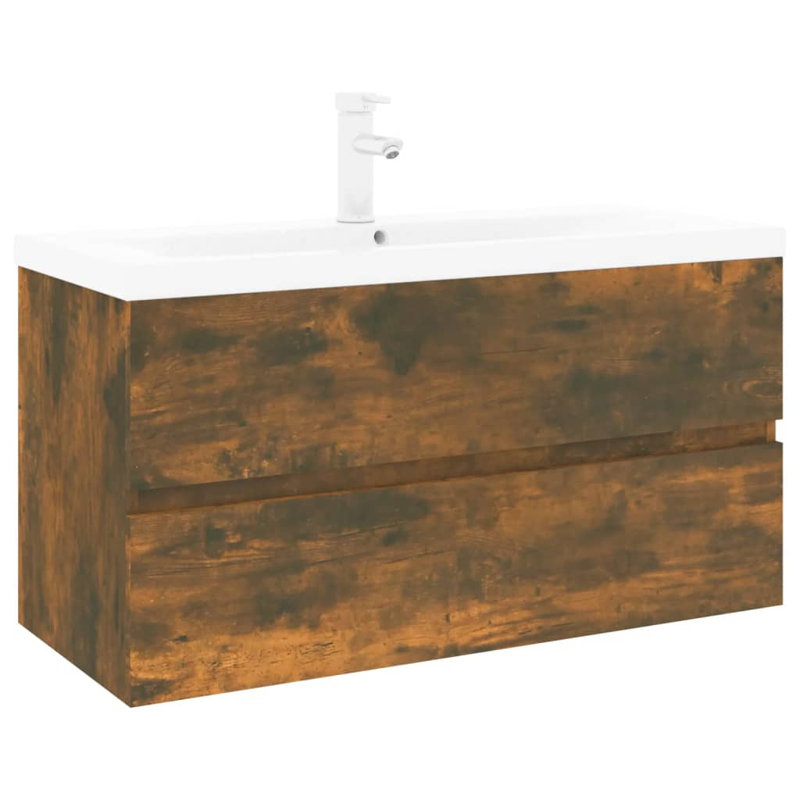 Audrae Wall Hung Single Vanity, Smoked Oak, 100cm
