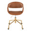 Chaise de travail en métal doré et similicuir gris clair-14942902-14942903