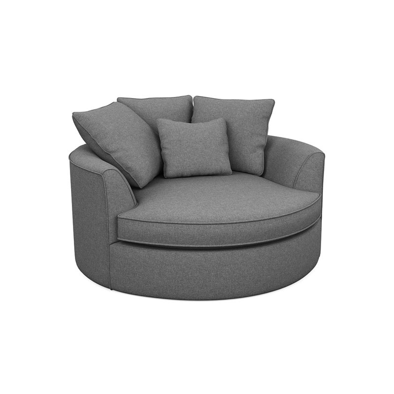 Ashonte Upholstered Barrel Chair, Bennett Charcoal Performance