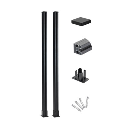 6.1ft H Aluminum Above Ground Fence Post - Set Of 2