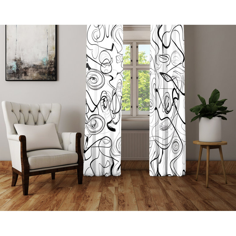 Paire de rideaux semi-transparents en polyester Detrez, L 56 po x L 78 po