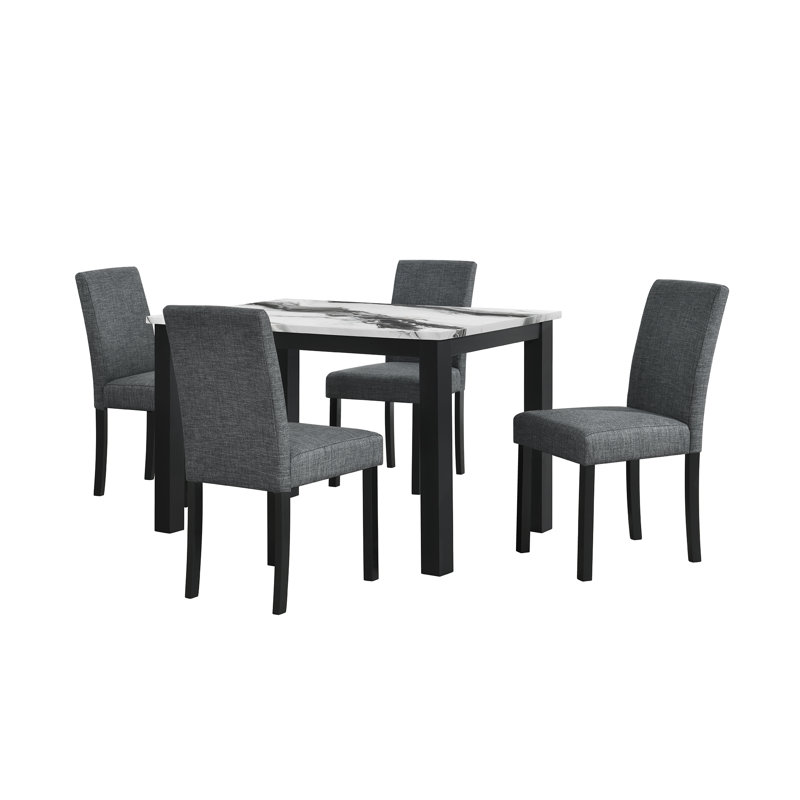 D8032 - Ensemble table de panda et chaises noires (4)