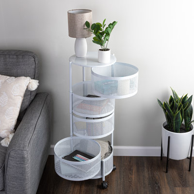 Kitchen Storage Rolling Cart with Wheels - 5 Tier Rotating Fruit and Vegetable Baskets for Kitchen Organization and Storage - Metal Cart for Pantry, B by 17 Stories