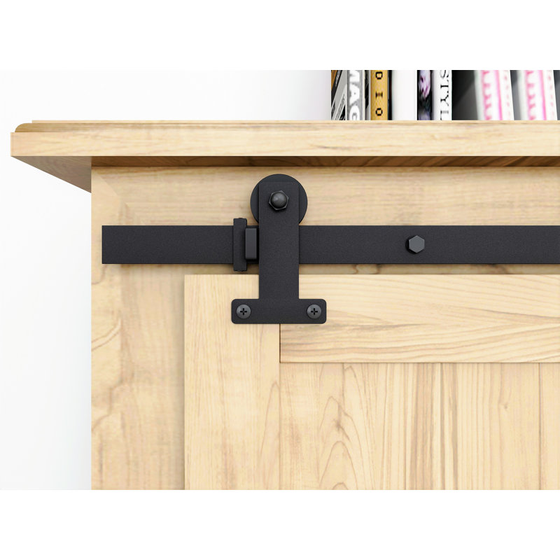 Black Front Mount Mini Single Track Barn Door Hardware Kit