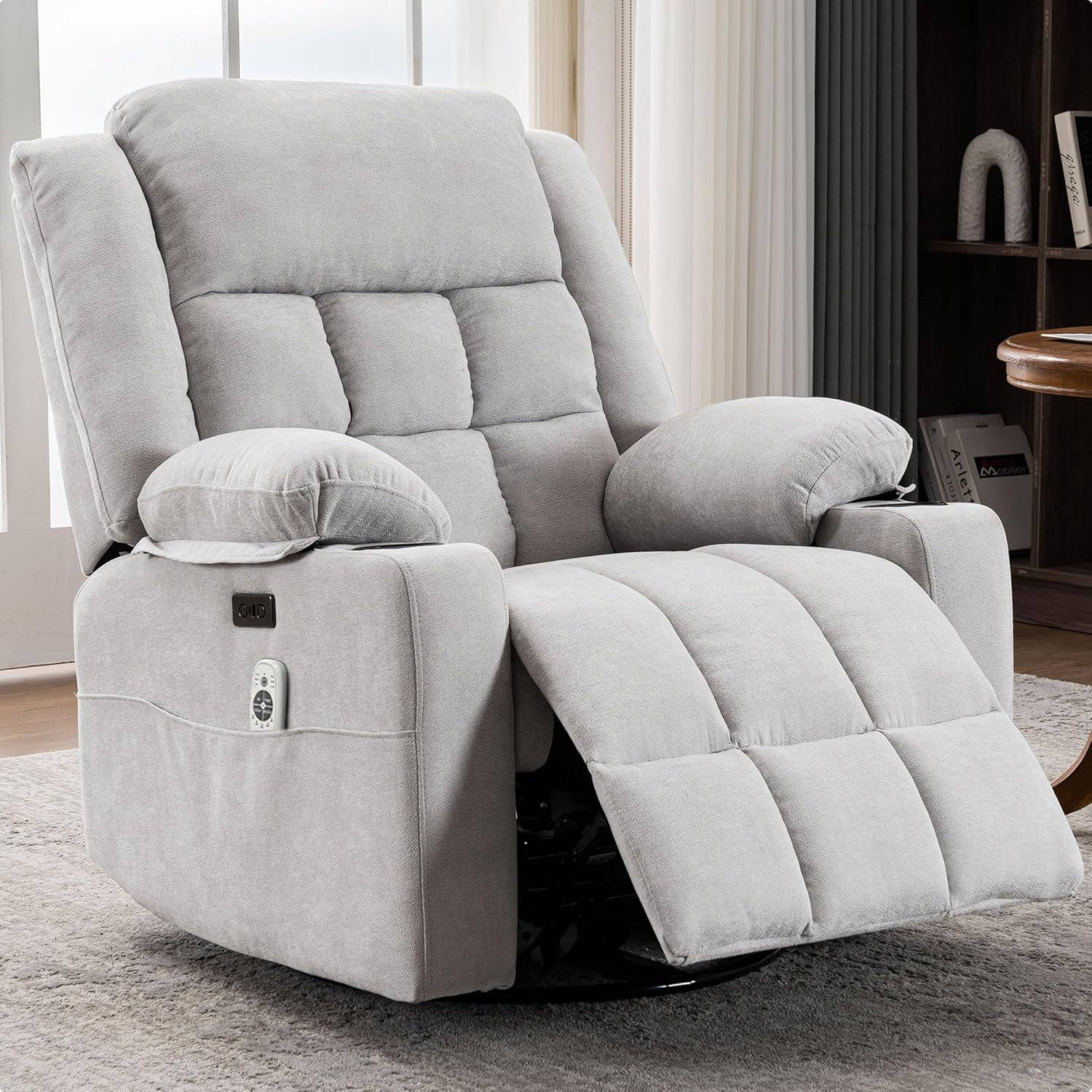 INKEDZ Power Swivel Rocker Recliner Chair for Adults with Massage and ...