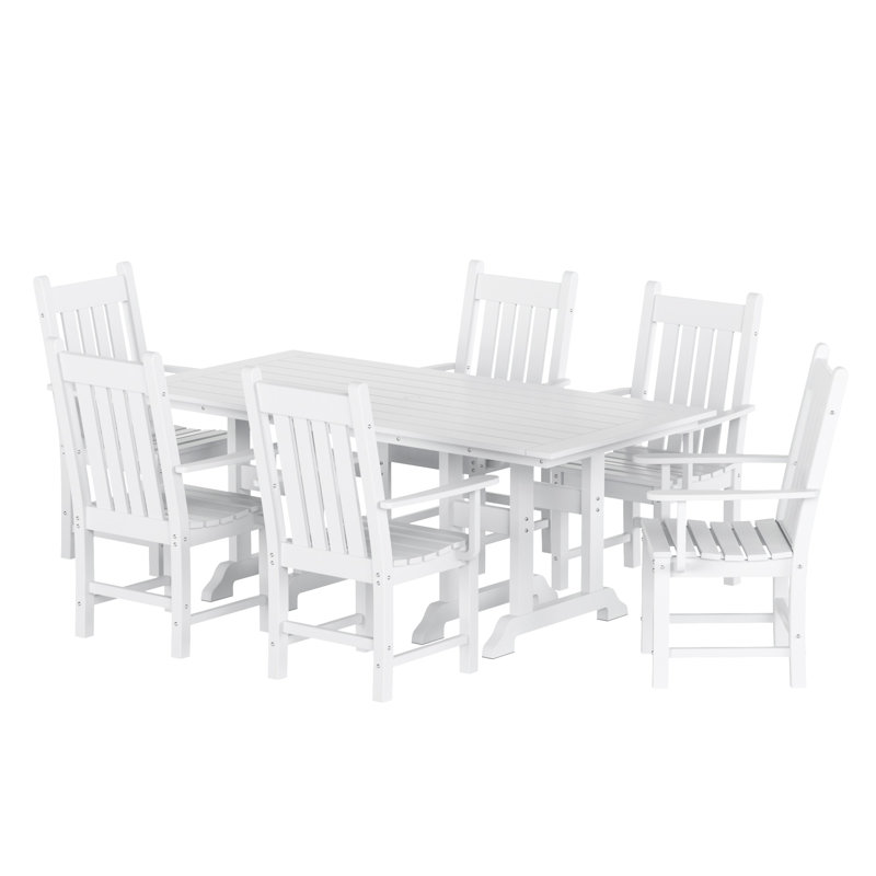 Vinnie 6 - Person Patio Dining Set Rectangular Table, White