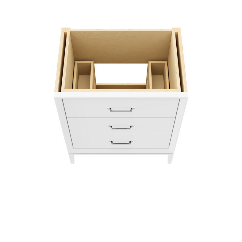 Alexandra Three-Drawer Single Bath Vanity, Pure White, Polished Chrome, 30"
