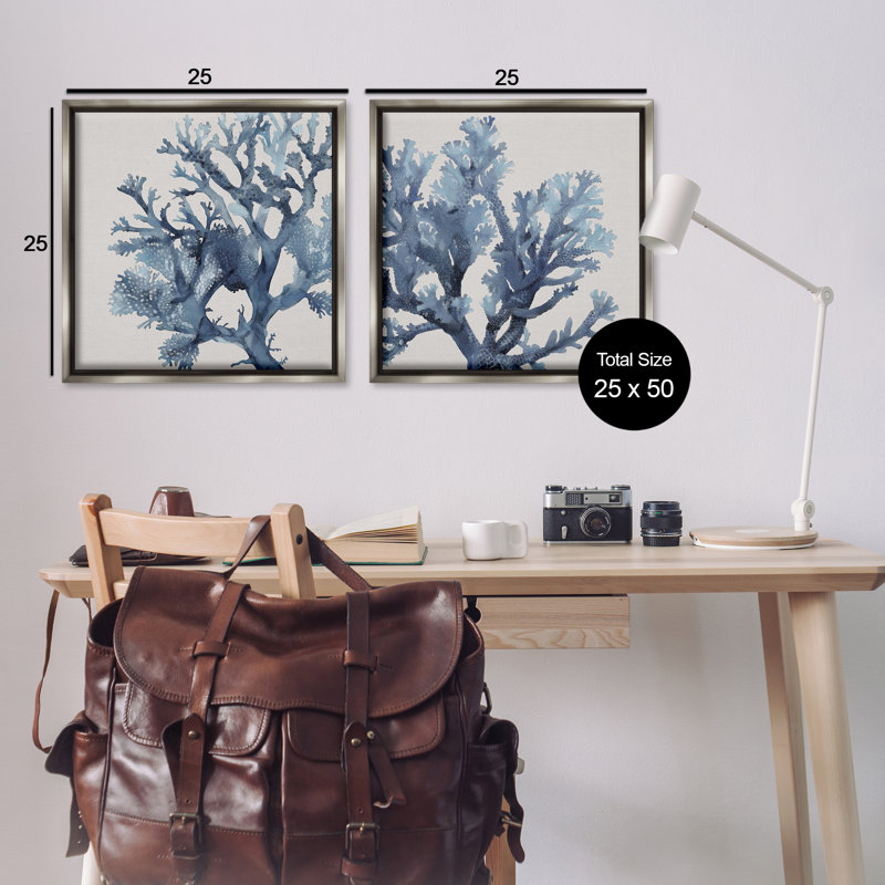 Ensemble de 2 toiles flottantes encadrées Speckle, H 25 po x l 25 po, Cadre flottant gris lustré