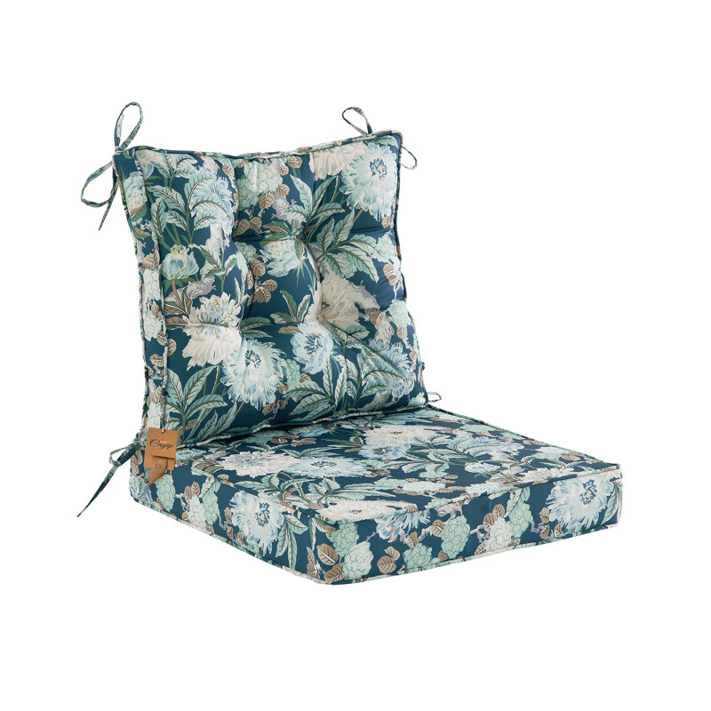 Outdoor 4'' Seat / Back Cushion, Blue/White