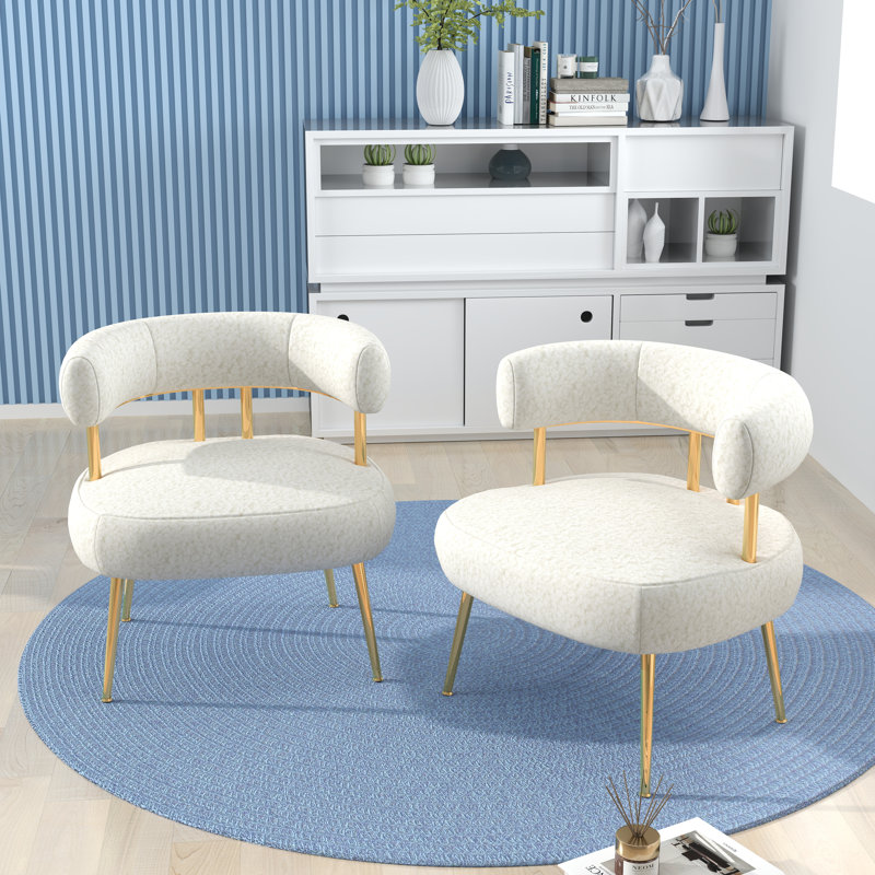 Upholstered Barrel Chair, White
