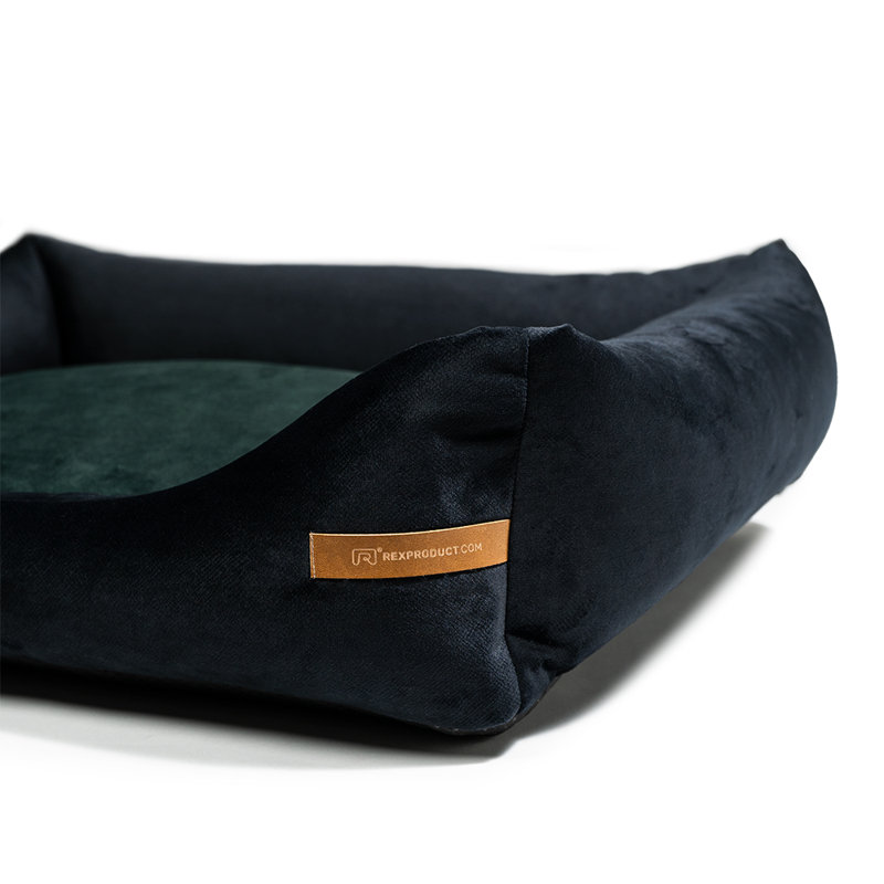 Orthopedic Polyester Pet Bed, 15cm H x 75cm W x 85cm D, Black/Dark Green