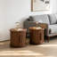 Ensemble de 4 armoires de rangement à colonnes romaines empilables en placage de noyer avec porte coulissante simple en MDF et tables de chevet polyvalentes pour chambre à coucher-821474634