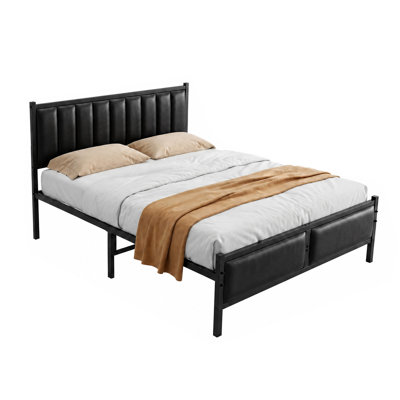 Full Size Double Metal Platform Bed Frame with Headboard, Sturdy Steel Mattress Foundation, No Box Spring Required