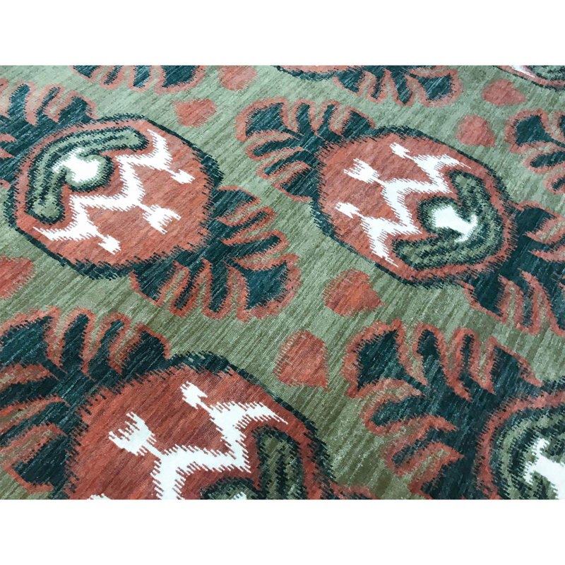 Tapis beige et rouille de haute qualité noué à la main