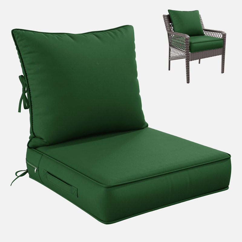 Outdoor Deep Seating Cushion Set Indoor And Outdoor Seat / Back Cushion, Available In 4 Sizes, Green, 22" H x 24" W