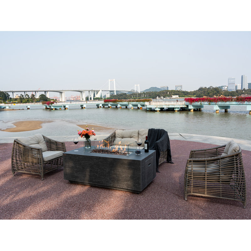 Danville 60" Outdoor Propane Fire Pit Table with Hidden Propane Tank Drawer Includes Wind Guard, Burner Lid, & Cover